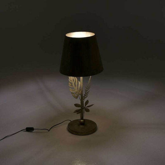 Inart Leaves Metall Tischlampe für Fassung E27 mit Gold Schirm und Basis