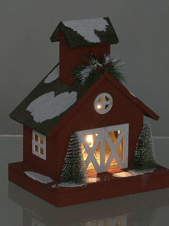 Inart Christma Lighted Decorative Wooden Decorative Scenery Red Battery with Music 31x26x20cm