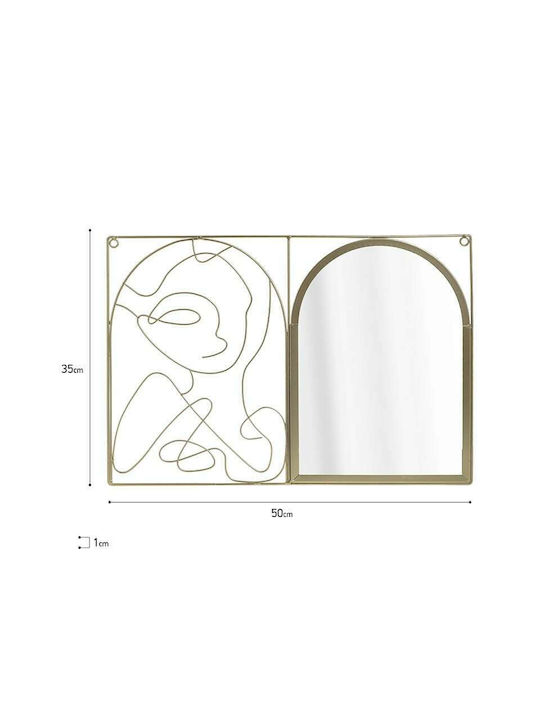 Inart Wall Mirror with Gold Metallic Frame 35x50cm 1pcs