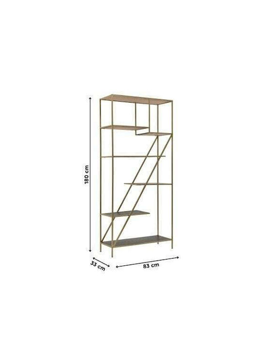 Bibliotecă Auriu / Negru 83x33x180 cm
