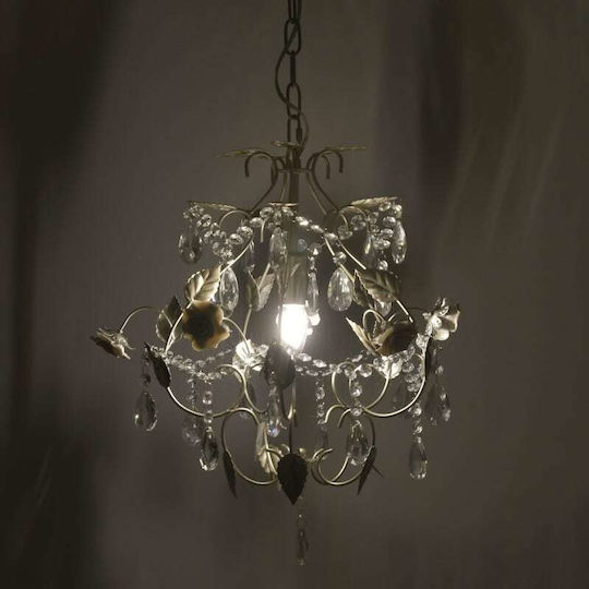 Inart Pendant Light Silver with Crystals for Socket E14, E.14 36x36x40cm