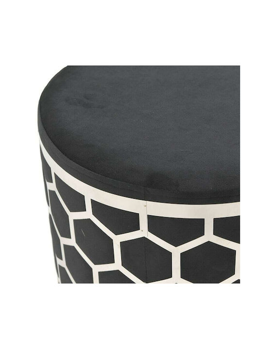 Stool For Living Room Upholstered with Velvet Black / Silver 36x36x43cm