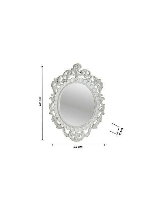 Inart Wall Mirror with White Wooden Frame 62x44cm 1pcs