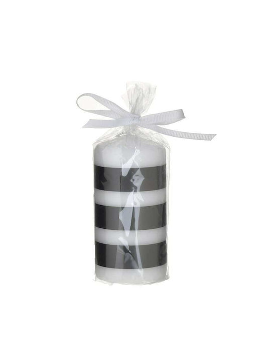 Inart Decorative Candle White/Black 5x10cm 1pcs