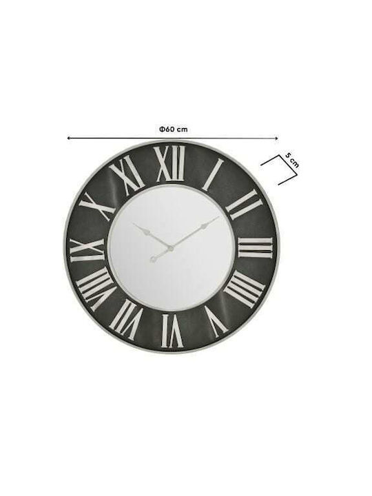 Inart Wall Clock Metallic Black / Silver Ø60cm