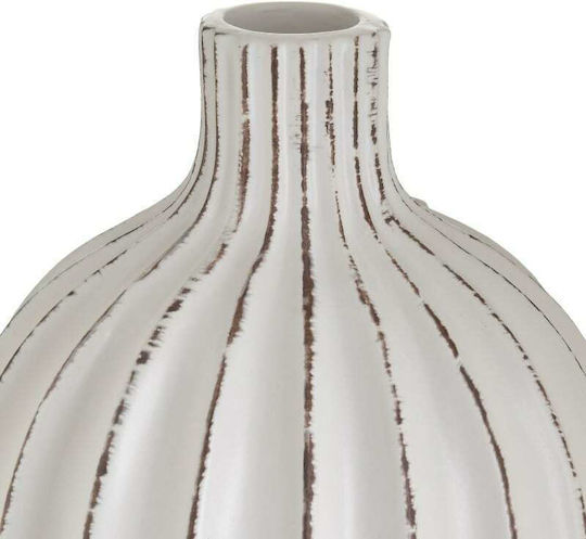 Inart Ceramic Vase Λευκό 15x15x27cm