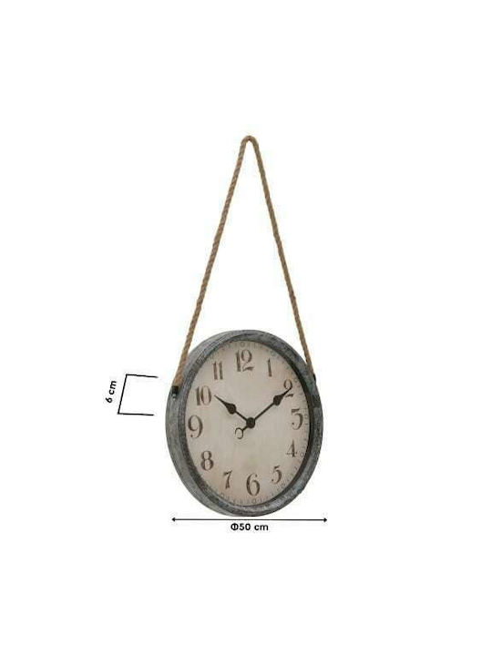 Inart Wanduhr Kunststoff Grey Ø50cm