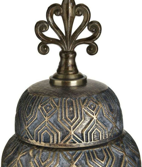 Inart Ceramic Vase Antique Gold / Black Diameter 13xHeight 39cm