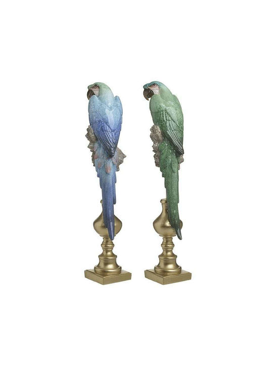 Inart Set of Decorative Birds Polyresin in Green/Blue/Gold 45cm 2pcs