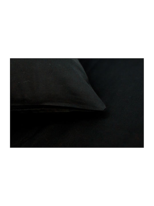 My Home Luxury Sheet Set with 2 Pillowcases Super-Double with Elastic 160x200+25cm. Monochrome Black 3pcs