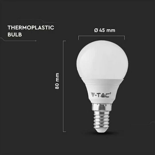 V-TAC Vt-1880 LED Bulb 4.5W 80mm for Socket E14 and Shape P45 Cool White 470lm