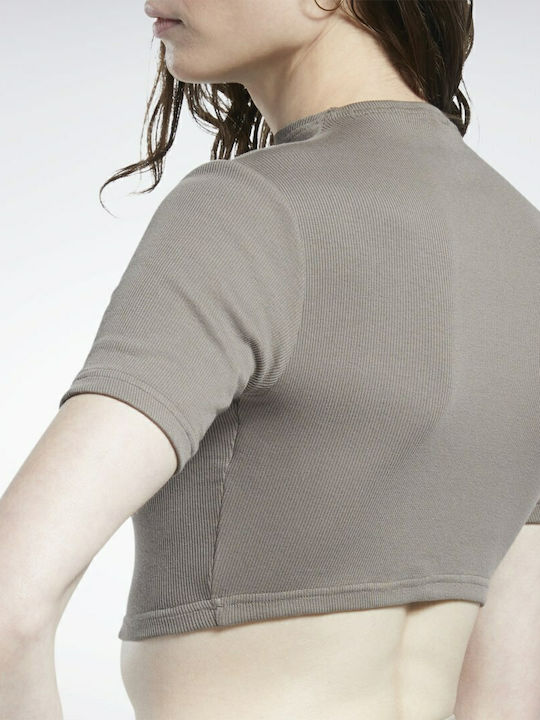 Classic Women's Summer Crop Top Cotton Short Sleeve Gray