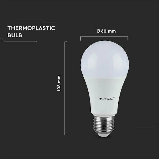 V-TAC LED Bulbs 8.5W 170mm for Socket E27 and Shape A60 Cool White 806lm 3pcs