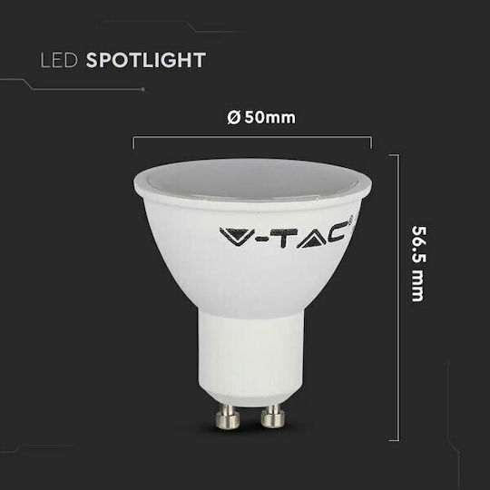 V-TAC Vt-1975 LED Bulb 4.5W 80mm for Socket GU10 and Shape MR16 Natural White 400lm