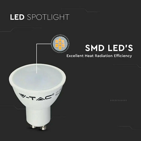 V-TAC Vt-1975 LED Bulb 4.5W 80mm for Socket GU10 and Shape MR16 Natural White 400lm