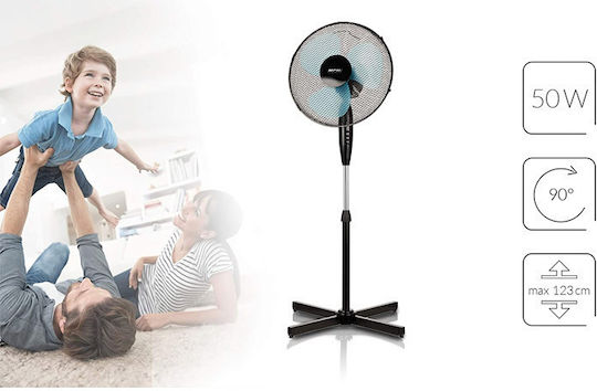 MPM Вентилатор Стоящ Вентилатор 50W Диаметър На Вентилатора 42cm Черен