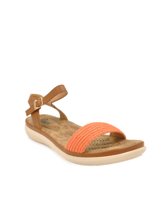 Parex Damen Flache Sandalen Anatomisch mit Riemen in Orange Farbe