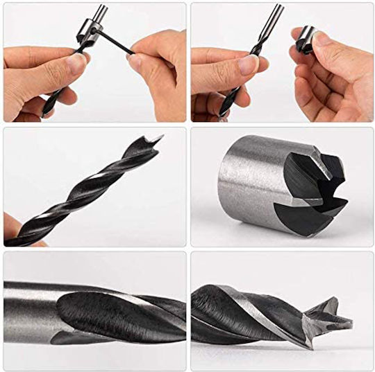 Drillpro 7 Set Drill Bits with Cylindrical Shank for Wood
