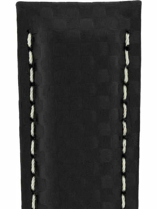 Hirsch Carbon Δερμάτινο Λουράκι Μαύρο 20mm