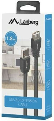 Lanberg USB 2.0 Cable USB-A male - USB-A female Μαύρο 1.8m (CA-USBE-15CU-0018-BK)