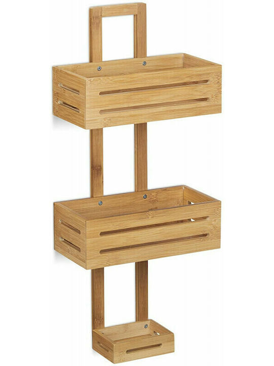 Relaxdays Επιτοίχια Ραφιέρα Μπάνιου Bamboo με 3 Ράφια 65x28x15.5cm