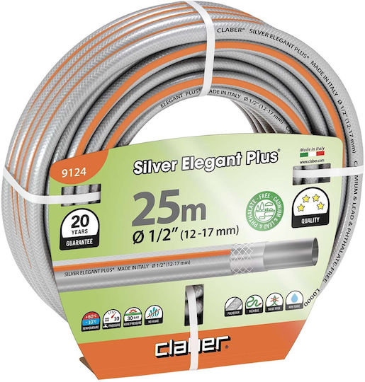Claber Hose Watering Silver Elegant Plus 1/2" 25m