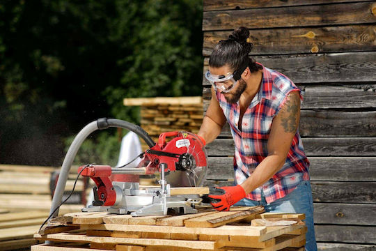 Raider RD-MS06 Miter Saw Electric Combination Sliding with Power 2100W, Laser Guide & Cutting Disc Diameter 255mm