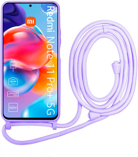 Vivid Lace Back Cover Σιλικόνης με Λουράκι Λιλά (Redmi Note 11 Pro+ 5G)