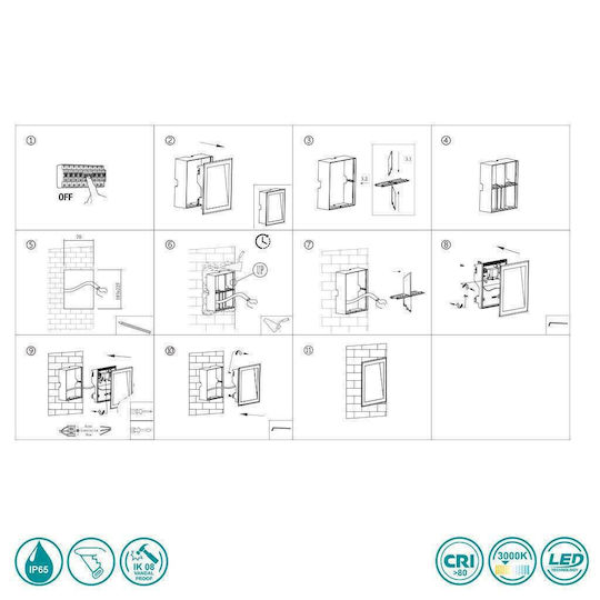 Faro Barcelona Soun Wall-Mounted Outdoor Ceiling Light LED IP65 8W