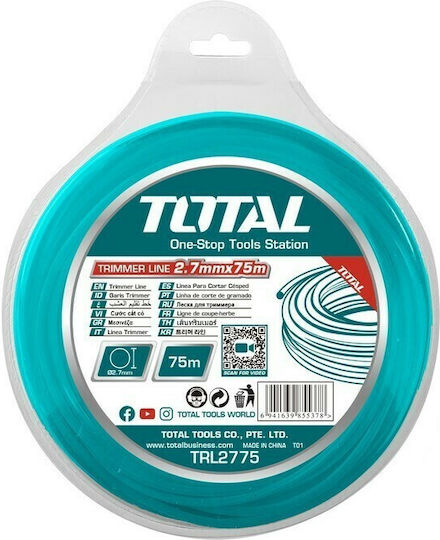 Total Trl2775 Round Brush Cutter Trimmer Line 2.7mm 75m TRL2775