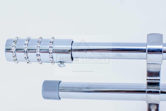 My Home Luxury Extendable Metallic Curtain Pole Strass Double with Rod Φ19mm 160-310cm Silver 1502 My Home Luxury Extendable Metallic Curtain Pole Strass Double with Rod Φ19mm 160-310cm Silver 1502