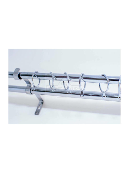 My Home Luxury Ausziehbar Metallisch Vorhangstange Strass Doppel mit Stange Φ19mm 160-310cm Silver