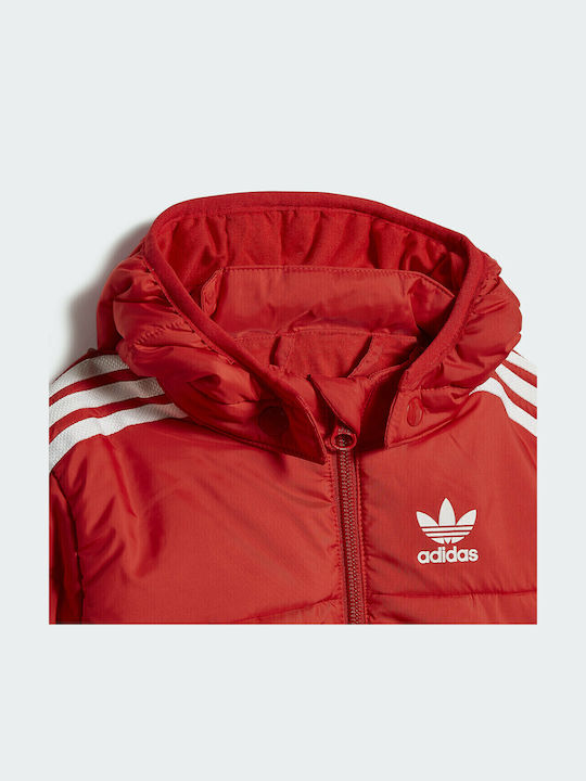 Kids' Sports Jacket Short with Hood Red Adicolor
