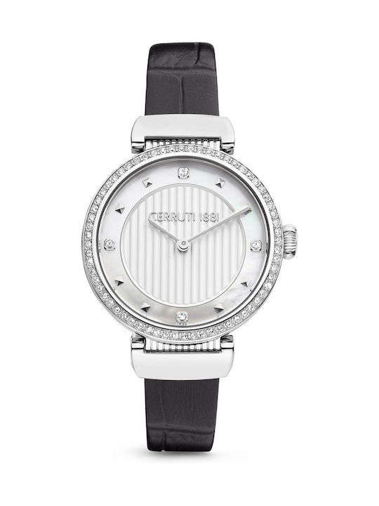 Cerruti Maira Watch with Black Leather Strap