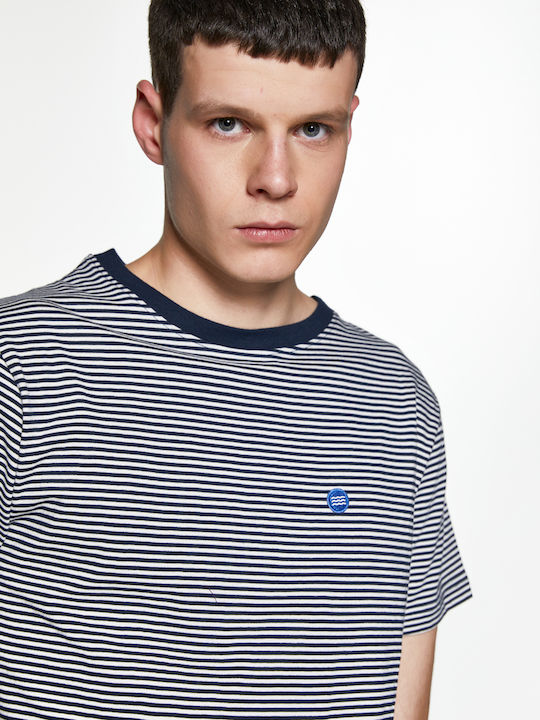 North 56°4 T-shirt Striped with embroidery - Striped