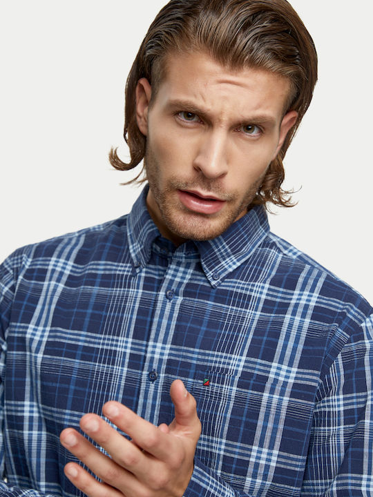 RedGreen Shirt with Long Sleeve Plaid - Blue Plaid