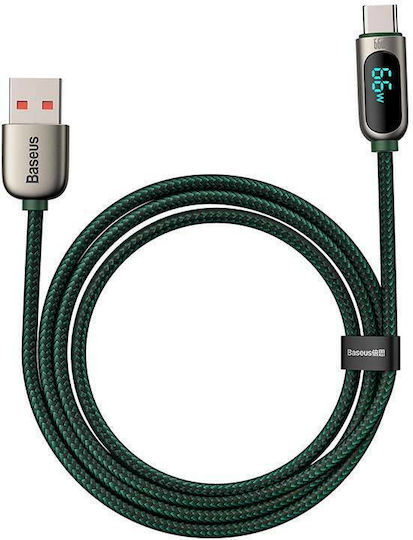 Baseus Display Плетена USB 2.0 Кабел USB-C мъжки - USB-A мъжки 66W Зелен 2м (CASX020106)