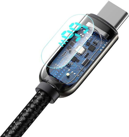 Baseus Display Braided USB 2.0 Cable USB-C male - USB-A 66W Μαύρο 2m CASX020101
