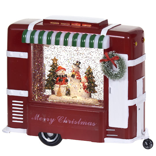 Trolley Christmas Decorative Kiosk Lighted with Santa Claus 23.5x9x19cm (Μiscellaneous Colors) with Water and Light