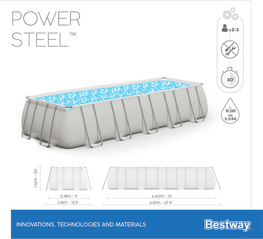 Bestway PVC Swimming Pool 19,281 L with Metallic Frame 640x274x132 cm White