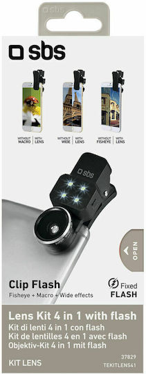 SBS 4-in-1 Σετ Φακών Κάμερας ​Κινητών Fisheye / Macro / Wide Angle 3τμχ