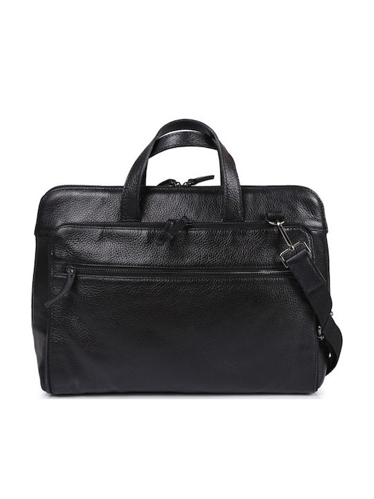 Leather Briefcase Black Embossed