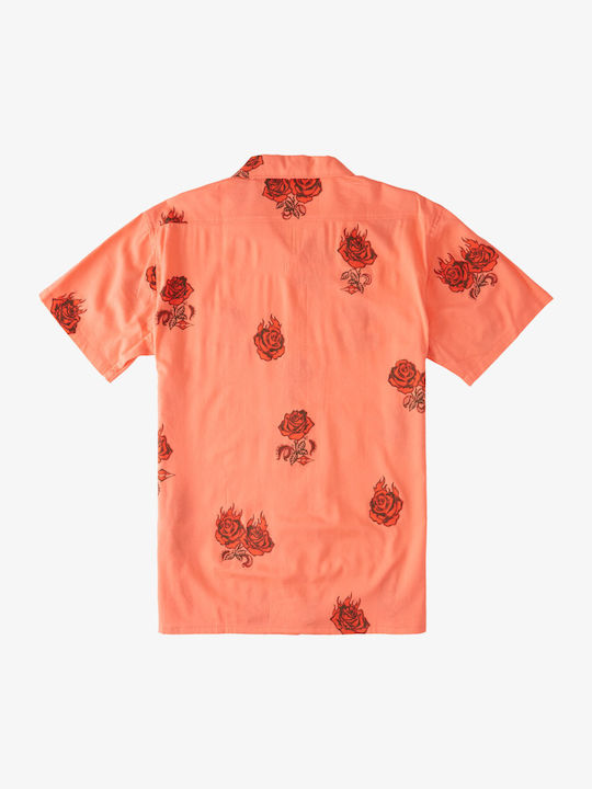Sundays Vacay Short-sleeved Cotton Shirt Floral Washed Red