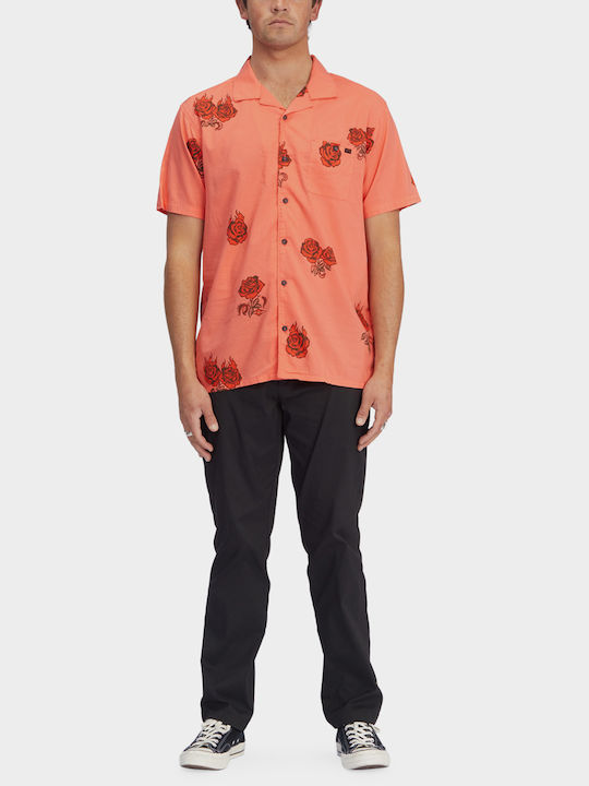 Sundays Vacay Short-sleeved Cotton Shirt Floral Washed Red