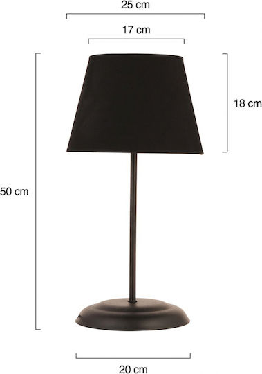 HomeMarkt Metal Table Lamp for Socket E27 with Black Shade and Base