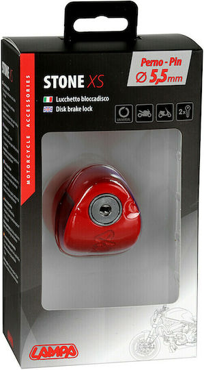 Lampa Stone XS Motorcycle Disc Brake Lock with 5.5mm Pin in Red