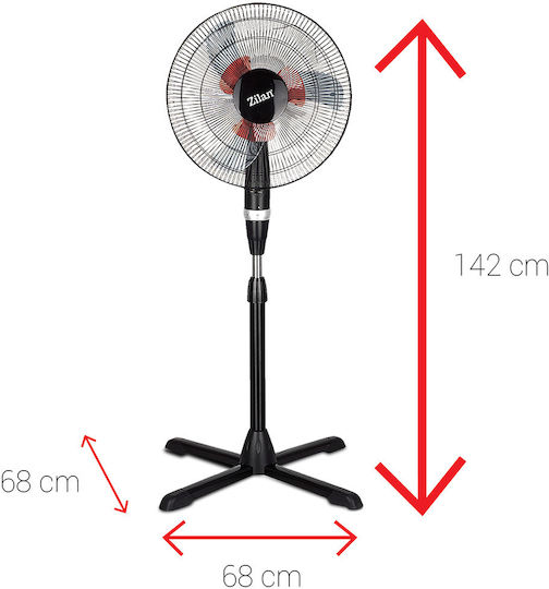 Zilan Zilan Pedestal Fan 60W Fan Diameter 40cm Black