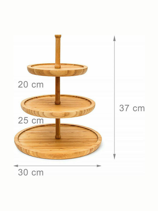 Relaxdays Lemn Etajeră 3 niveluri Bej Ø30xY37cm 1buc