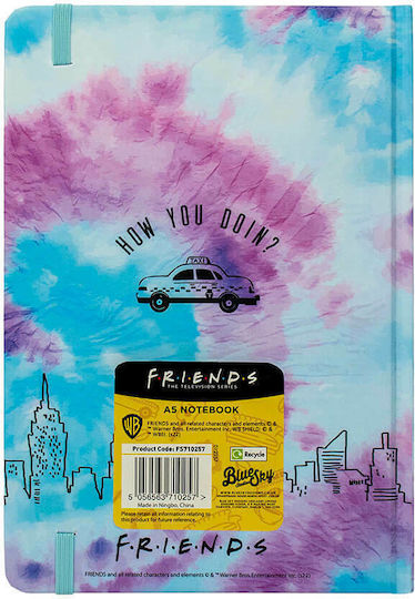 Blue Sky Studios Tie Dye Central Perk Notepad A5 Ruled with Elastic Multicolour