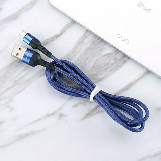 Xipin LX27 Braided USB 2.0 Cable USB-C Male - USB-A Blue 1.2m